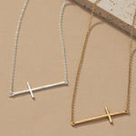 Hammered Sideway Cross Necklace In Multiple Colors - Infinity Raine