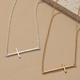 Hammered Sideway Cross Necklace In Multiple Colors - Infinity Raine