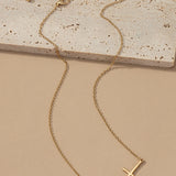 Hammered Sideway Cross Necklace In Multiple Colors - Infinity Raine