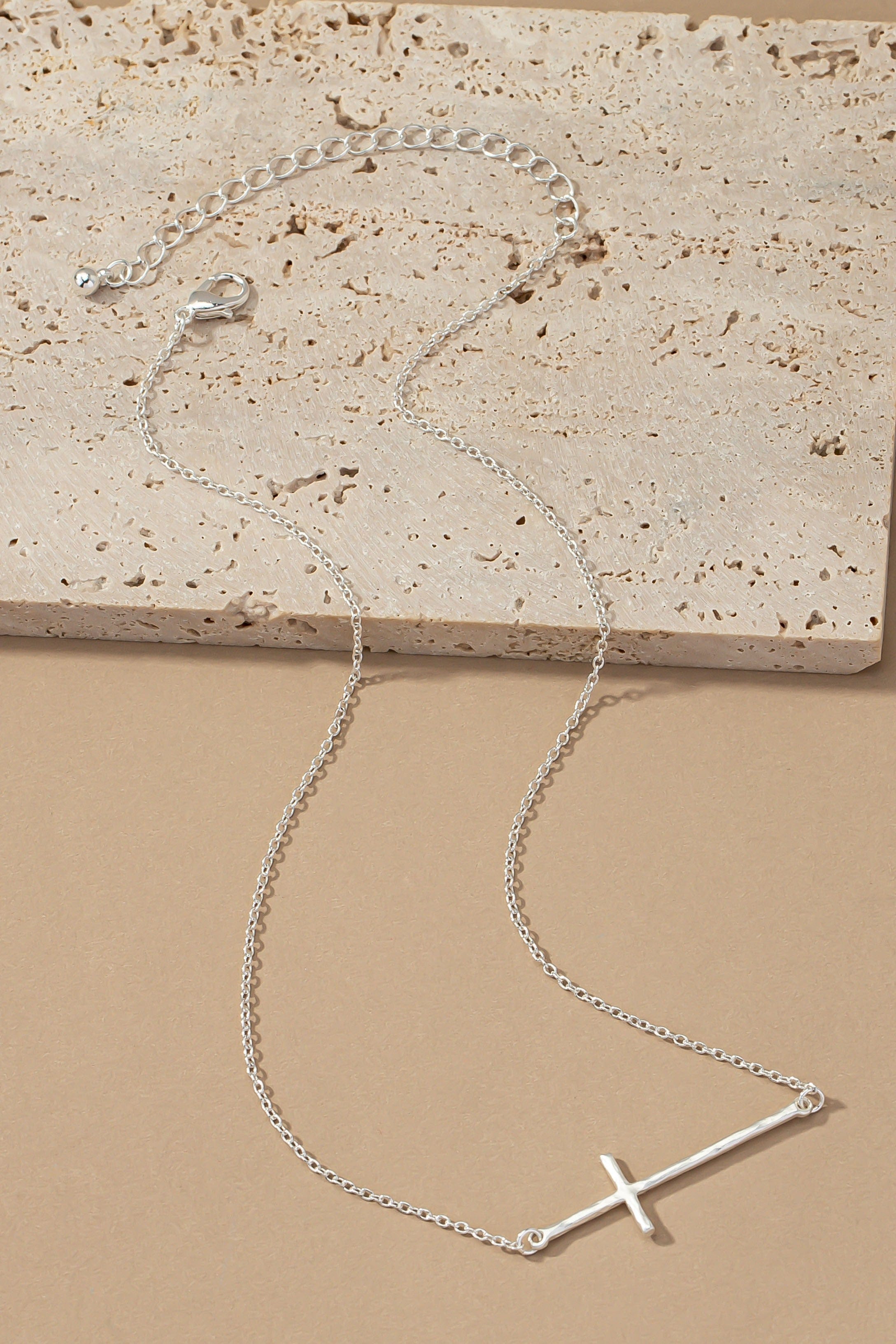 Hammered Sideway Cross Necklace In Multiple Colors - Infinity Raine