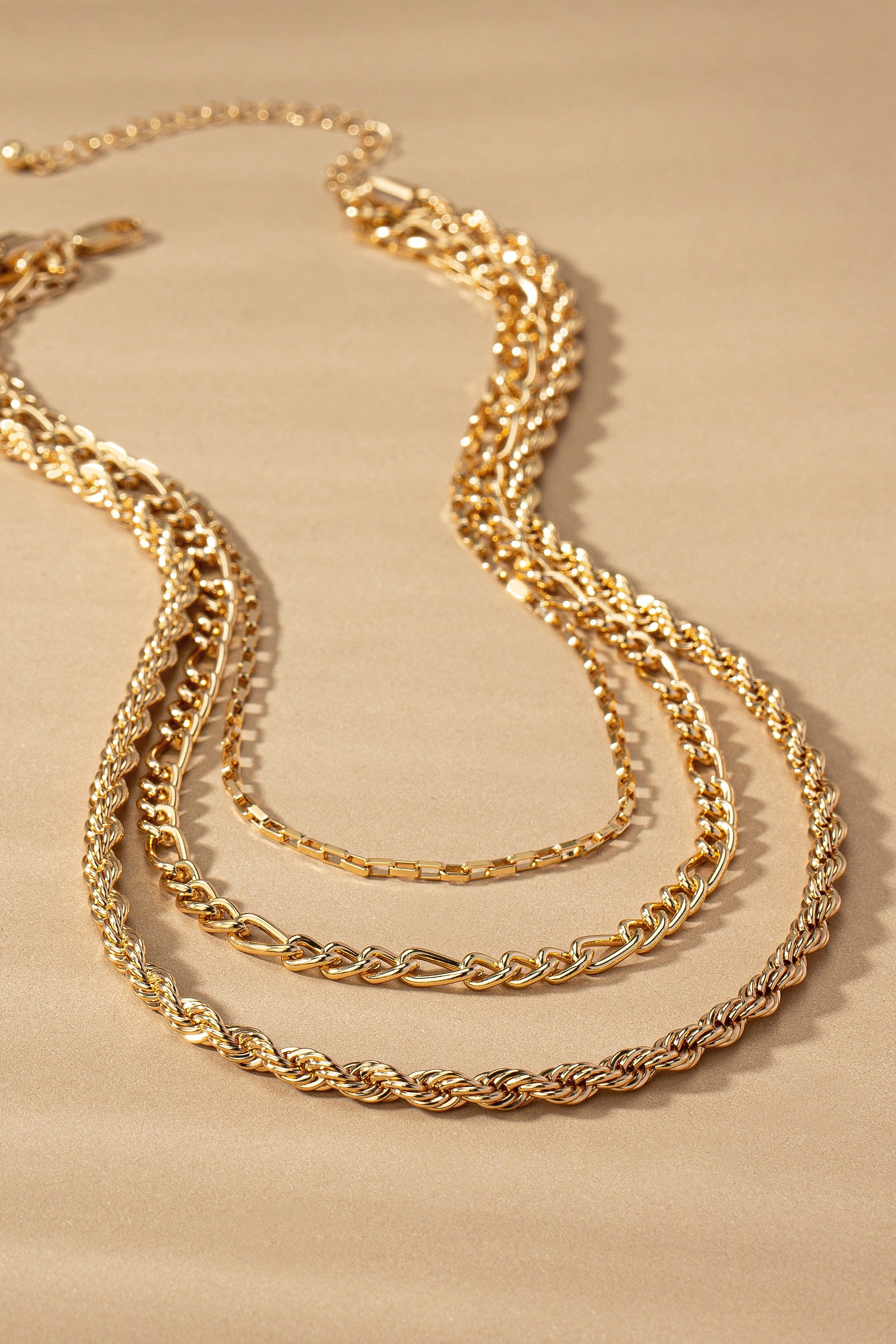 LA3accessories Jewelry - Necklaces Mixed Chain Layered Necklace In Gold 14172150
