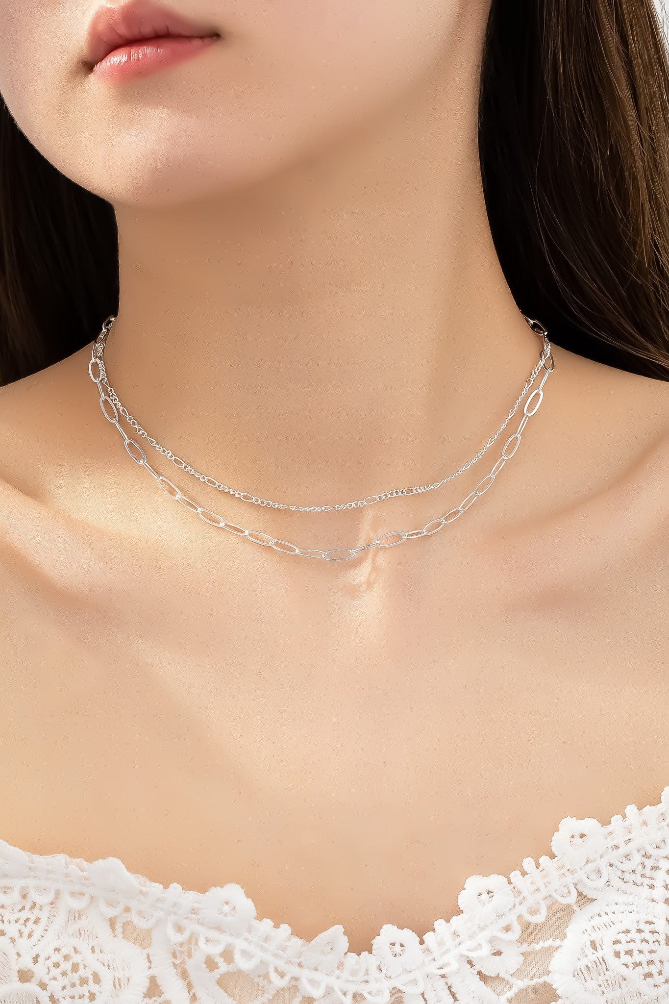 Two Layer Minimalist Chain Necklace In Multi - Infinity Raine