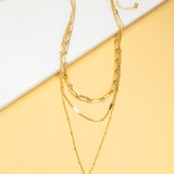 Three Row Chunky Chain Necklace In Multiple Colors - Infinity Raine