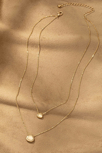 Two Row Bean Pendant Necklace-Gold - Infinity Raine