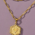Double Row Hexagon Initial Necklace-Gold - Infinity Raine