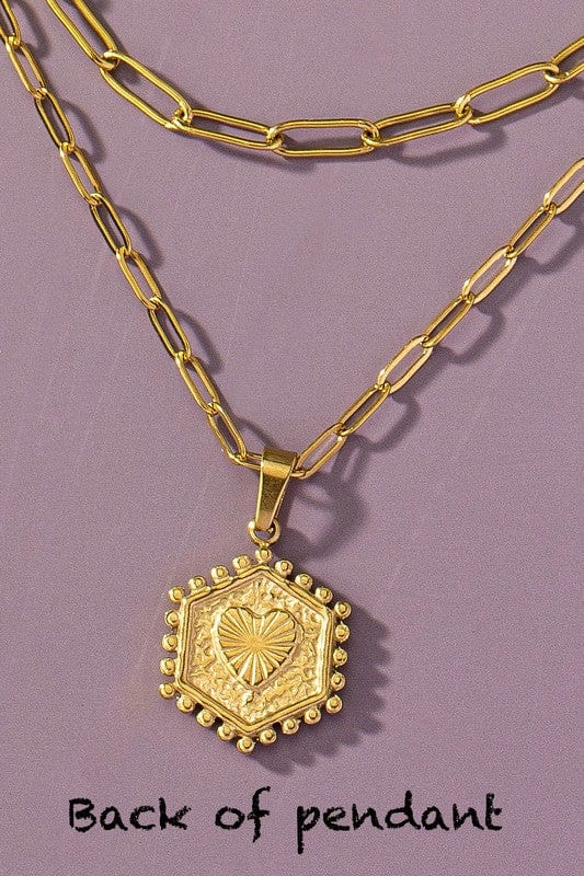 Double Row Hexagon Initial Necklace-Gold - Infinity Raine