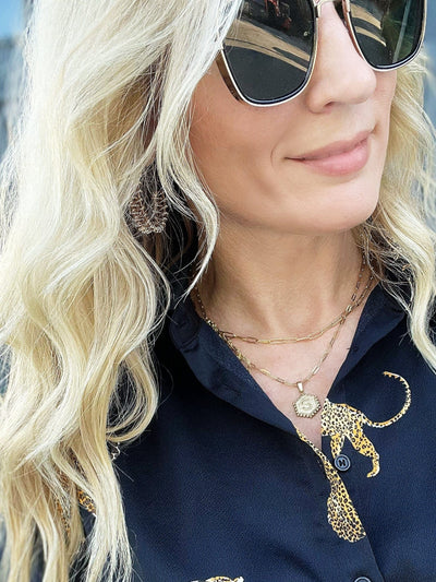 Double Row Hexagon Initial Necklace-Gold - Infinity Raine