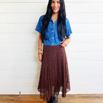 Lace Handkerchief Midi Skirt in Brown - Infinity Raine