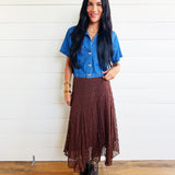 Lace Handkerchief Midi Skirt in Brown - Infinity Raine