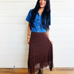 Lace Handkerchief Midi Skirt in Brown - Infinity Raine