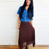 Lace Handkerchief Midi Skirt in Brown - Infinity Raine