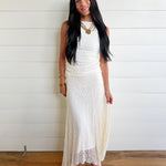 Lace Handkerchief Midi Skirt In Cream - Infinity Raine