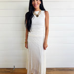 Lace Handkerchief Midi Skirt In Cream - Infinity Raine