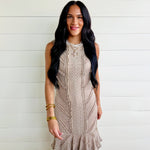 Lace Knit Ruffle Midi Dress In Mocha - Infinity Raine