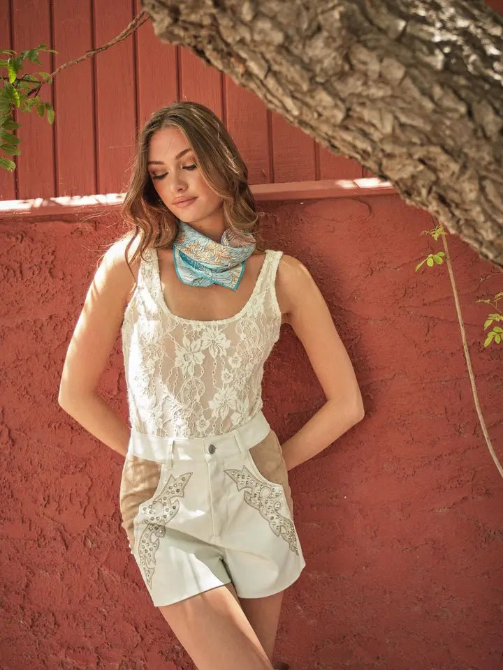 Lace Scoop Neck Bodysuit In Cream - Infinity Raine