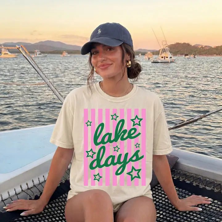 Lake Days Stripe Tee In Ivory - Infinity Raine