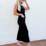 Sleeveless Sweater Button Down Maxi Dress In Black - Infinity Raine
