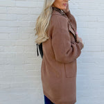 Lapel Collar Knit Cardigan In Brown - Infinity Raine