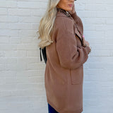 Lapel Collar Knit Cardigan In Brown - Infinity Raine