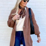 Lapel Collar Knit Cardigan In Brown - Infinity Raine