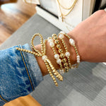 Layered Pearl Beaded Bracelet Set In Gold - Infinity Raine