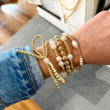 Layered Pearl Beaded Bracelet Set In Gold - Infinity Raine