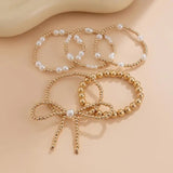 Layered Pearl Beaded Bracelet Set In Gold - Infinity Raine
