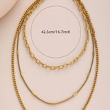 Layered Triple Chain Necklace In Gold - Infinity Raine