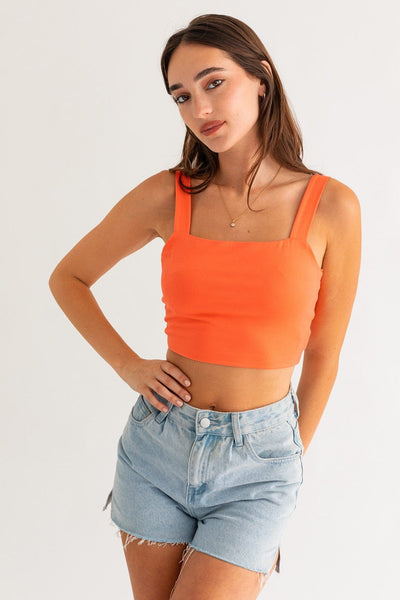 Back Twist Crop Top-Coral - Infinity Raine