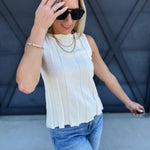 Flared Rib Sweater top In Ivory - Infinity Raine