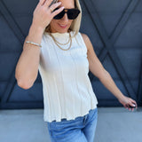 Flared Rib Sweater top In Ivory - Infinity Raine