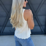 Flared Rib Sweater top In Ivory - Infinity Raine