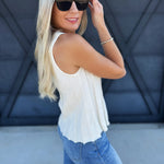 Flared Rib Sweater top In Ivory - Infinity Raine