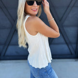Flared Rib Sweater top In Ivory - Infinity Raine