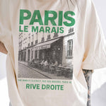 Le Marais Paris Oversized Graphic Tee In Ivory - Infinity Raine