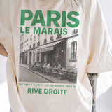 Le Marais Paris Oversized Graphic Tee In Ivory - Infinity Raine