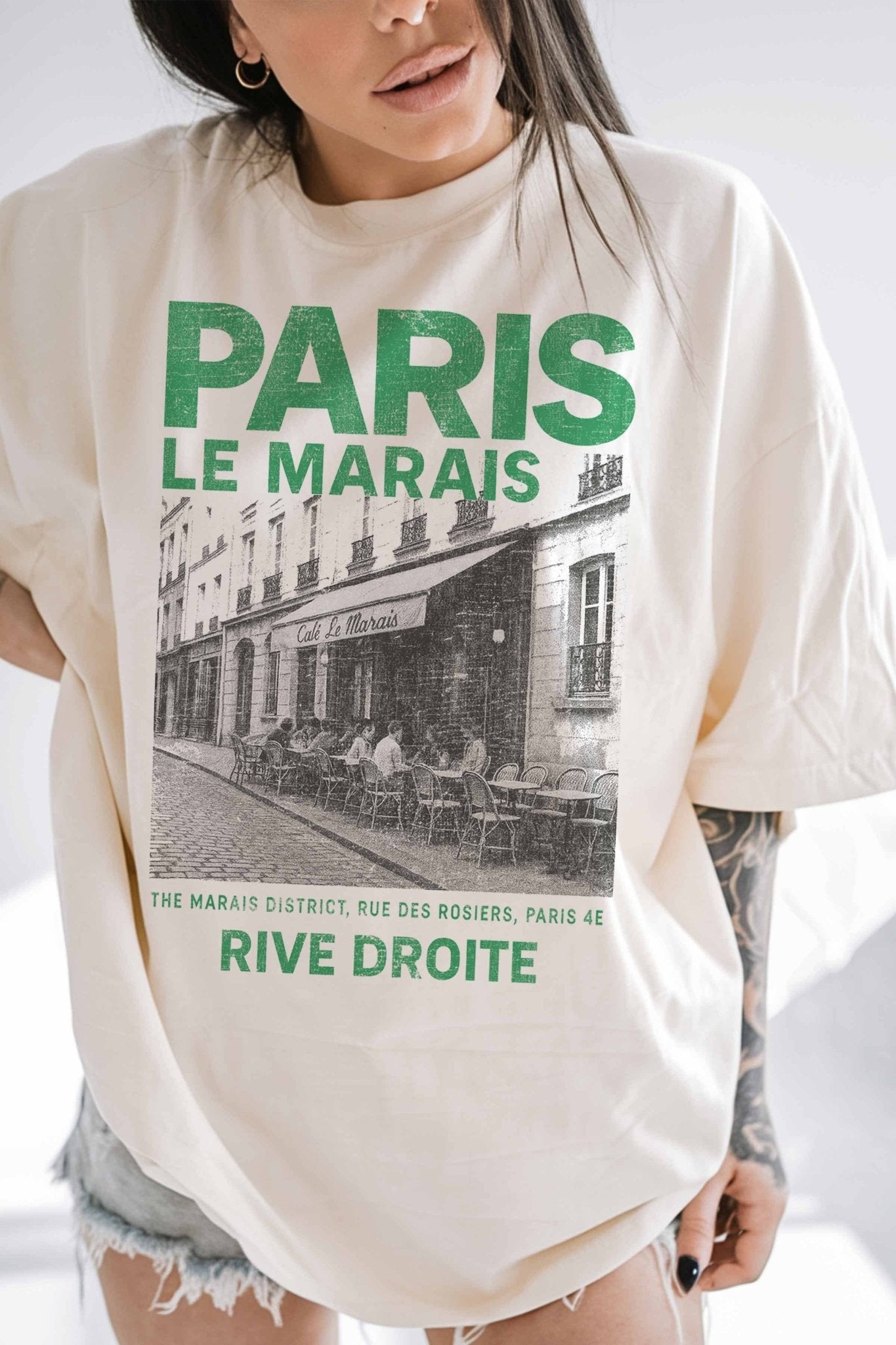Le Marais Paris Oversized Graphic Tee In Ivory - Infinity Raine