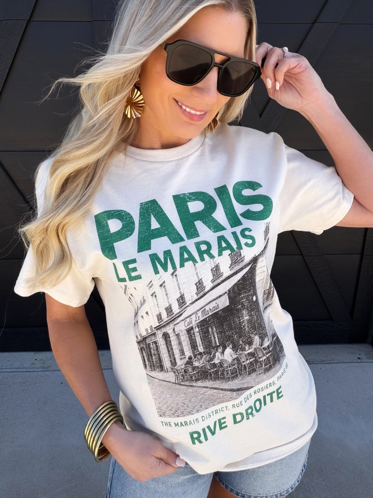 Le Marais Paris Oversized Graphic Tee In Ivory - Infinity Raine