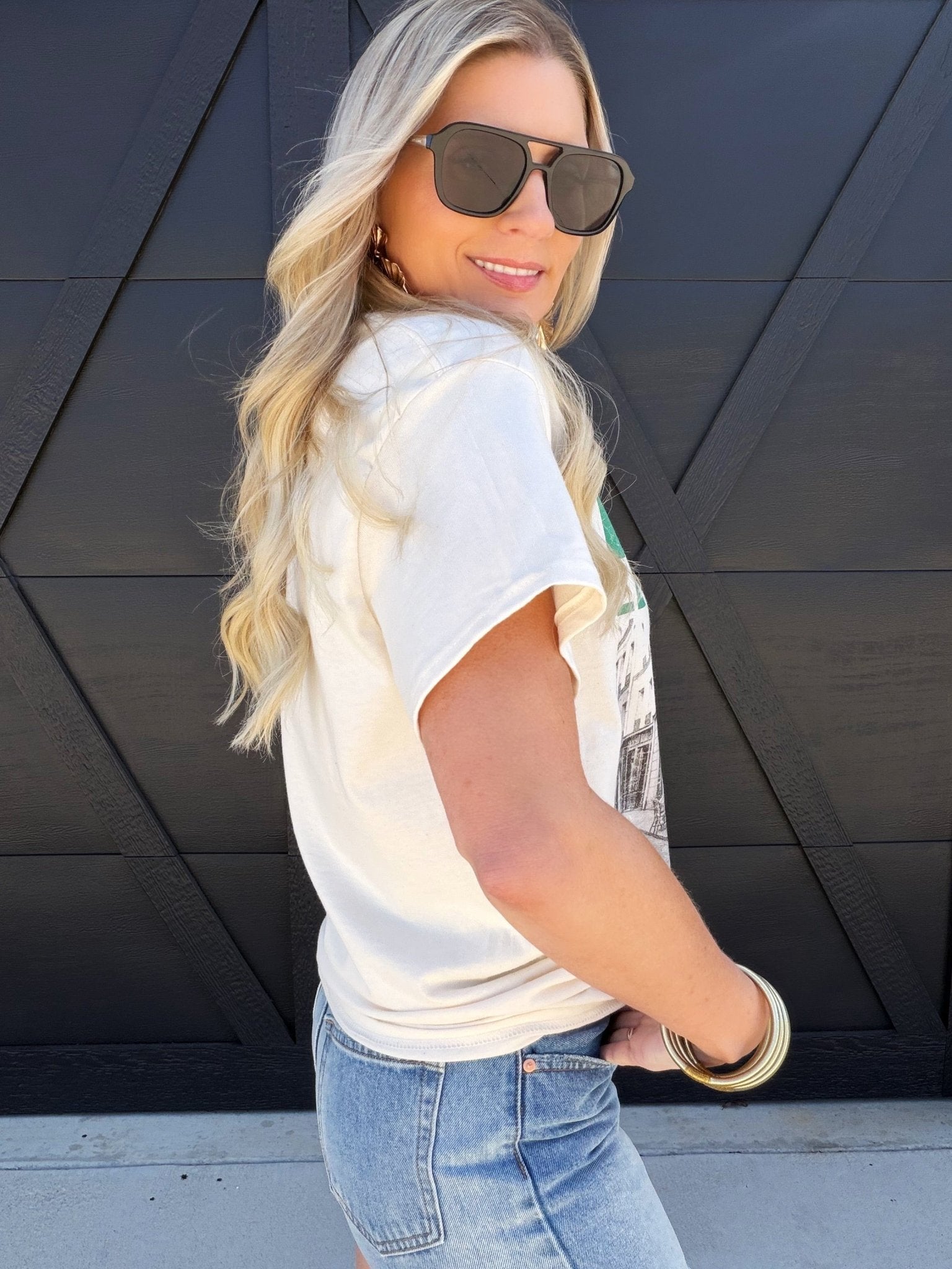 Le Marais Paris Oversized Graphic Tee In Ivory - Infinity Raine