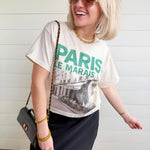 Le Marais Paris Oversized Graphic Tee In Ivory - Infinity Raine