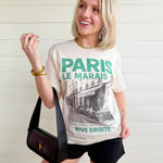 Le Marais Paris Oversized Graphic Tee In Ivory - Infinity Raine