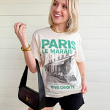 Le Marais Paris Oversized Graphic Tee In Ivory - Infinity Raine