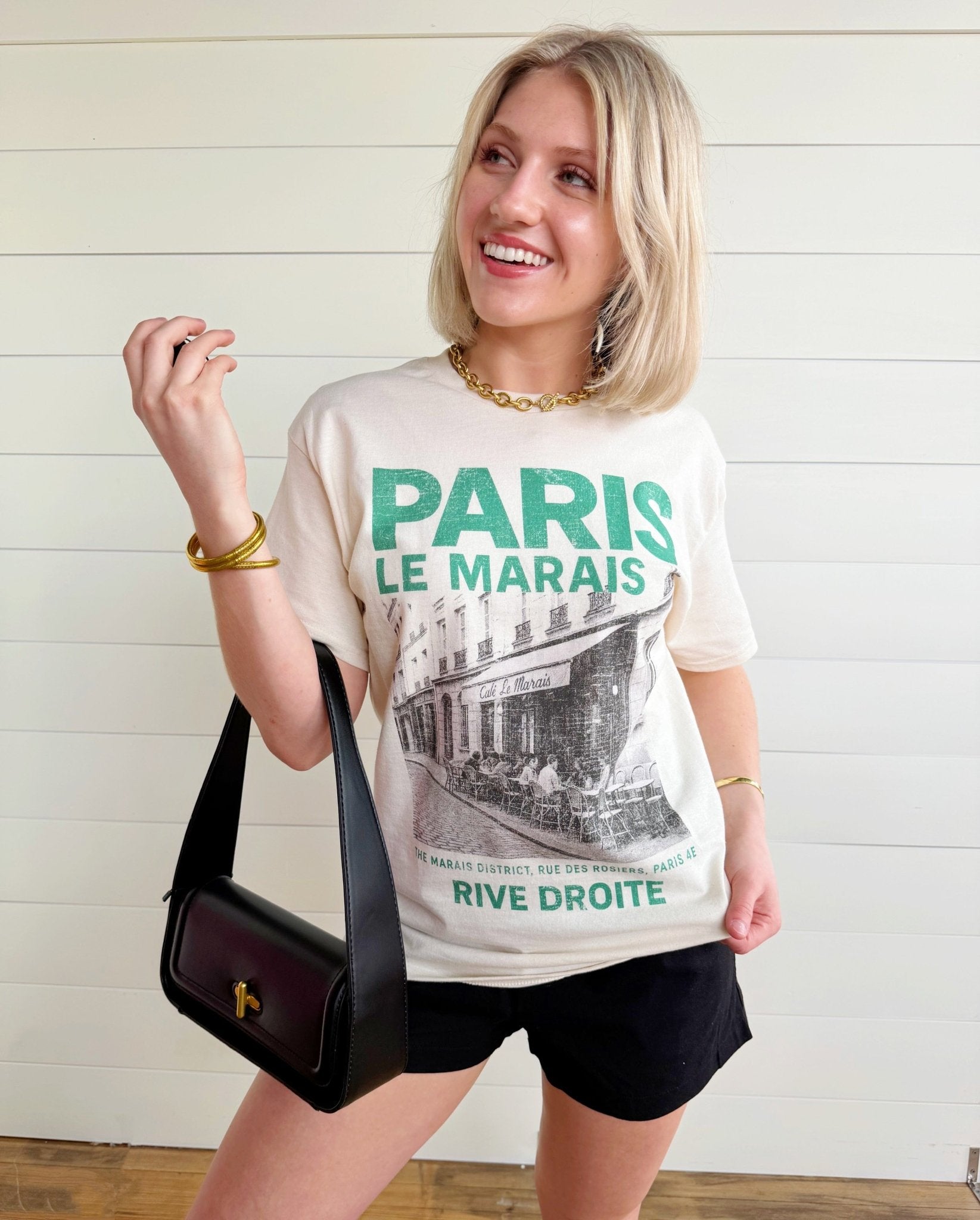 Le Marais Paris Oversized Graphic Tee In Ivory - Infinity Raine