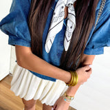 Leanna Cropped Shirt In Denim - Infinity Raine