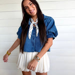 Leanna Cropped Shirt In Denim - Infinity Raine