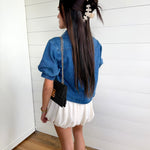 Leanna Cropped Shirt In Denim - Infinity Raine