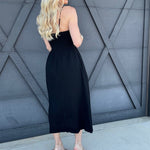 Smocked Top Midi Dress In Black - Infinity Raine