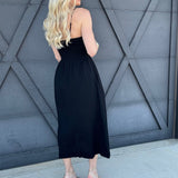 Smocked Top Midi Dress In Black - Infinity Raine