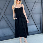 Smocked Top Midi Dress In Black - Infinity Raine