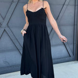 Smocked Top Midi Dress In Black - Infinity Raine